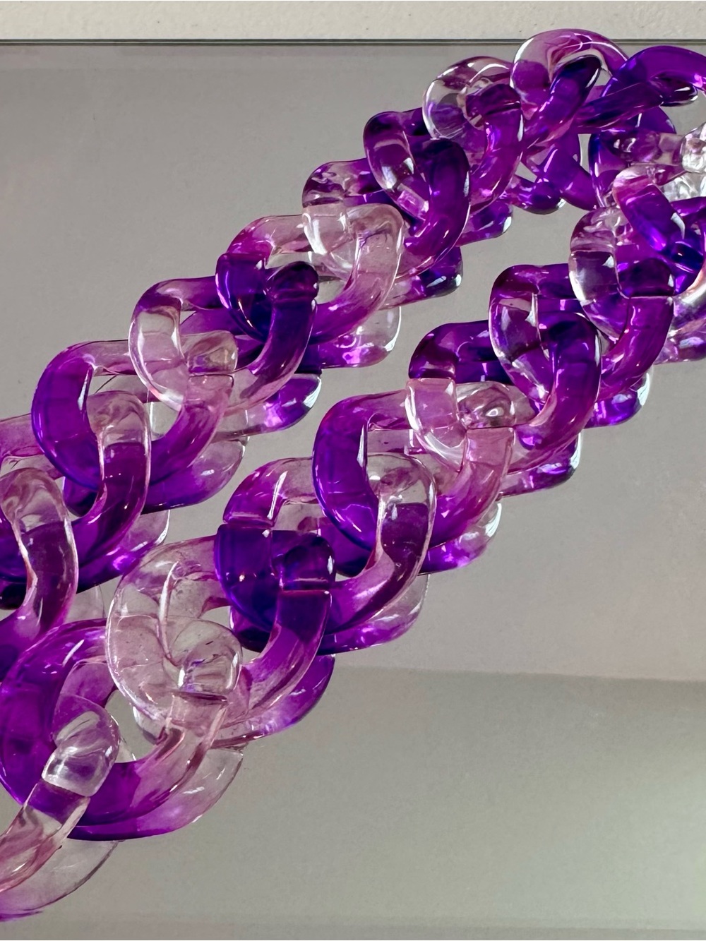 New Translucent Swirl Purple Bag Chain 18 inches
